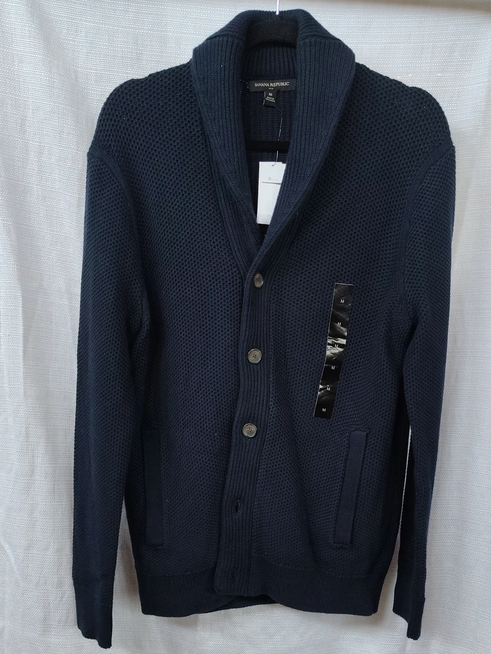NWT Banana Republic Men's Navy Shawl-Collar Button Cardigan Sweater Medium